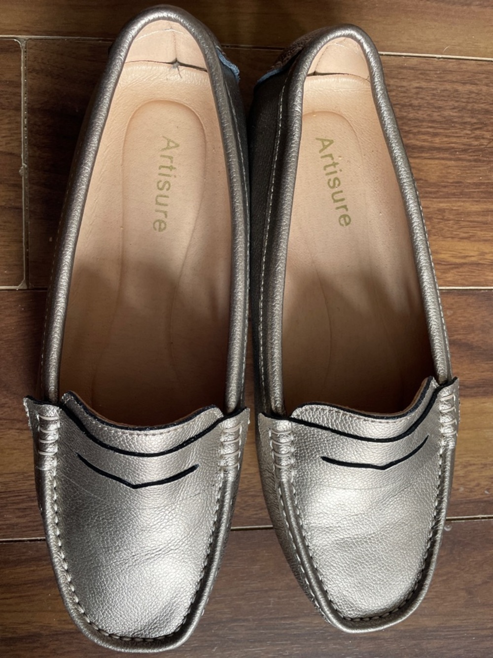 Artisure Metallic Gold Slip-On Loafers for Women